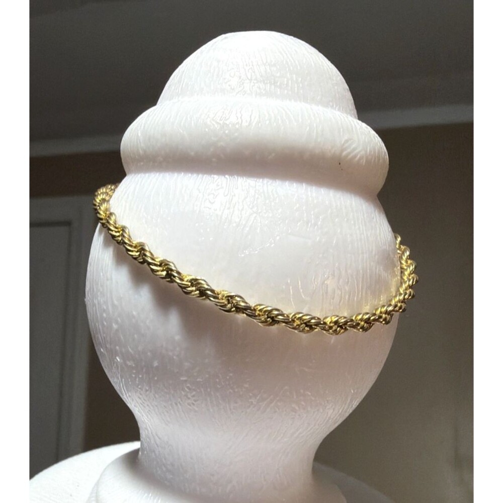 Vintage American Showcase Gold Tone Rope Twist Chain Bracelet 7" Signed